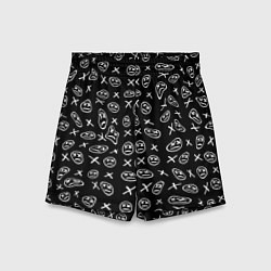 Шорты детские Белые смайлы граффити, цвет: 3D-принт