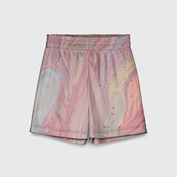 Шорты детские Мраморный дизайн с розовыми, синими и желтыми цвет, цвет: 3D-принт