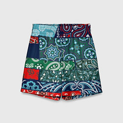 Шорты детские Лоскуты Бандан, цвет: 3D-принт