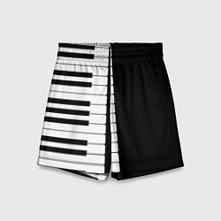 Шорты детские Черно-Белое Пианино Piano, цвет: 3D-принт