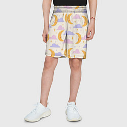 Шорты детские ЗВЕЗДЫ И ЛУНА В СТИЛЕ 70х, цвет: 3D-принт — фото 2