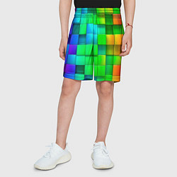 Шорты детские РАЗНОЦВЕТНЫЕ КУБИКИ MULTICOLORED CUBES, цвет: 3D-принт — фото 2