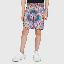 Шорты детские ЦВЕТНОЙ УЗОР КАЛЕЙДОСКОПА, цвет: 3D-принт — фото 2