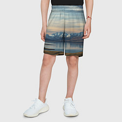 Шорты детские Горы озеро природа, цвет: 3D-принт — фото 2