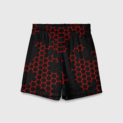 Шорты детские НАНОКОСТЮМ Black and Red Hexagon Гексагоны, цвет: 3D-принт