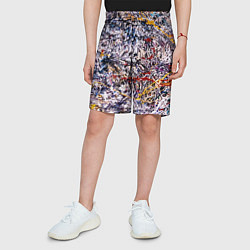 Шорты детские Холст забрызганный краской Fashion trend, цвет: 3D-принт — фото 2