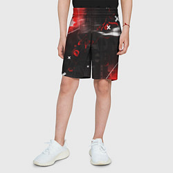 Шорты детские SCI-FI GLITCH - КРАСНЫЙ ГЛИТЧ, цвет: 3D-принт — фото 2