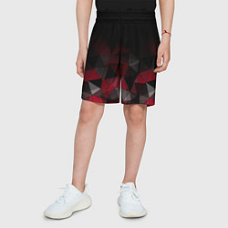 Шорты детские Черно-красный геометрический, цвет: 3D-принт — фото 2