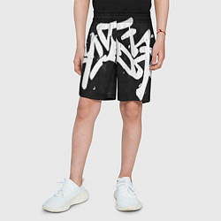 Шорты детские Иероглифы в стиле граффити, цвет: 3D-принт — фото 2