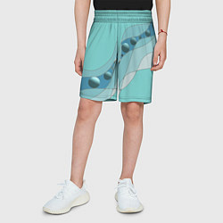 Шорты детские Голубая геометрическая абстракция Круги и сферы Го, цвет: 3D-принт — фото 2