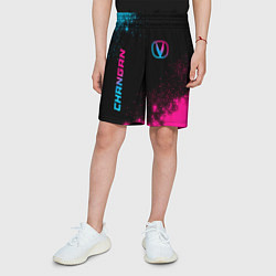 Шорты детские Changan - neon gradient: надпись, символ, цвет: 3D-принт — фото 2