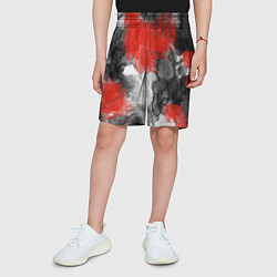 Шорты детские Черно-красная абстрактная текстура акварели, цвет: 3D-принт — фото 2