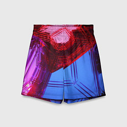 Шорты детские Ледяные кубы - Красный, синий, розовый, цвет: 3D-принт
