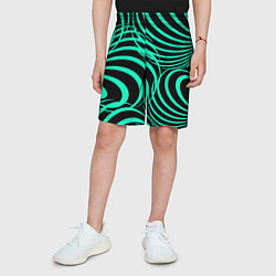 Шорты детские Зелёные полоски, цвет: 3D-принт — фото 2
