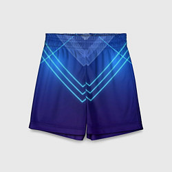Шорты детские Глубокий синий с неоновыми полосами, цвет: 3D-принт