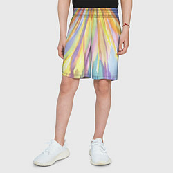 Шорты детские Лучистая абстракция акварель, цвет: 3D-принт — фото 2