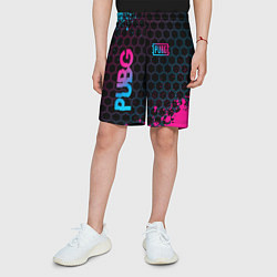 Шорты детские PUBG - neon gradient: надпись, символ, цвет: 3D-принт — фото 2