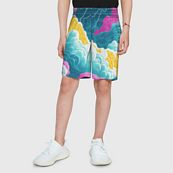 Шорты детские Яркие разноцветные облачка, цвет: 3D-принт — фото 2