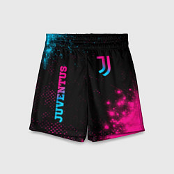 Шорты детские Juventus - neon gradient: надпись, символ, цвет: 3D-принт