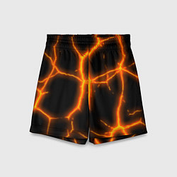 Шорты детские Оранжевые неоновые трещины, цвет: 3D-принт