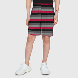 Шорты детские Красно-черный полосатый современный узор, цвет: 3D-принт — фото 2