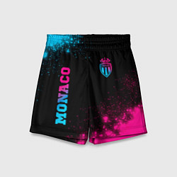 Шорты детские Monaco - neon gradient: надпись, символ, цвет: 3D-принт