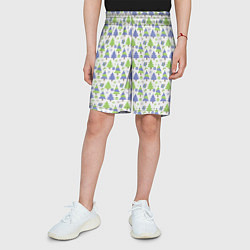 Шорты детские Паттерн новогодние елки, цвет: 3D-принт — фото 2