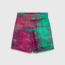 Шорты детские Светло-розовые и зелёные краски растекаются, цвет: 3D-принт