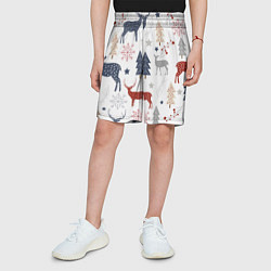 Шорты детские Олени в новогоднем лесу, цвет: 3D-принт — фото 2