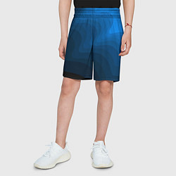 Шорты детские Абстрактный темно синий узор волны, цвет: 3D-принт — фото 2