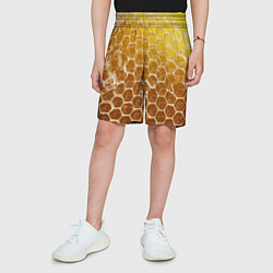 Шорты детские Текстура - соты улья, цвет: 3D-принт — фото 2