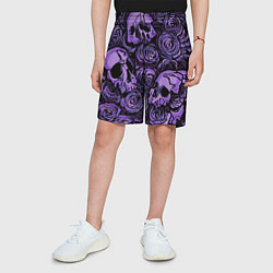 Шорты детские Узор Розы и Черепа, цвет: 3D-принт — фото 2