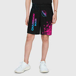 Шорты детские Chainsaw Man - neon gradient: надпись, символ, цвет: 3D-принт — фото 2