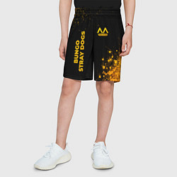 Шорты детские Bungo Stray Dogs - gold gradient: надпись, символ, цвет: 3D-принт — фото 2