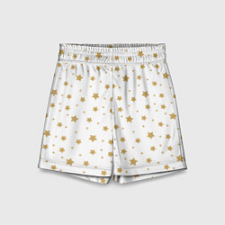 Детские шорты Бежевые звездочки на белом фоне