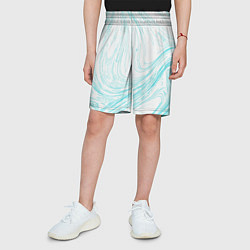 Шорты детские Абстракция бело-голубой, цвет: 3D-принт — фото 2