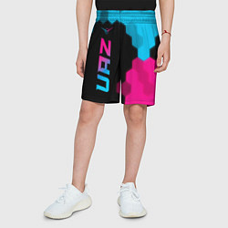 Шорты детские UAZ - neon gradient: по-вертикали, цвет: 3D-принт — фото 2
