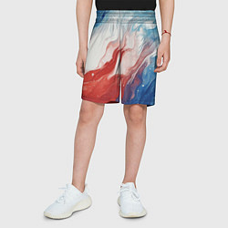 Шорты детские Белый синий красный, цвет: 3D-принт — фото 2