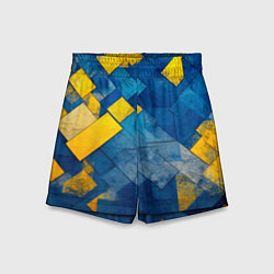 Шорты детские Синяя и жёлтая геометрия, цвет: 3D-принт