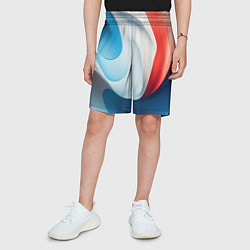 Шорты детские Объемная белая синяя красная текстура, цвет: 3D-принт — фото 2