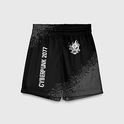 Шорты детские Cyberpunk 2077 glitch на темном фоне: надпись, сим, цвет: 3D-принт