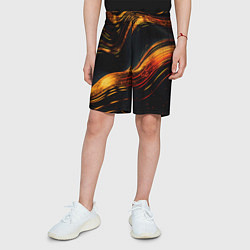 Шорты детские Темные золотые волнистые линии, цвет: 3D-принт — фото 2