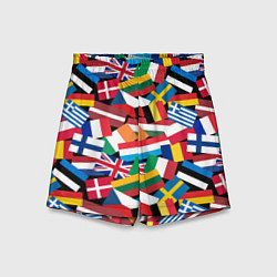 Шорты детские Флаги стран Европейского Союза, цвет: 3D-принт