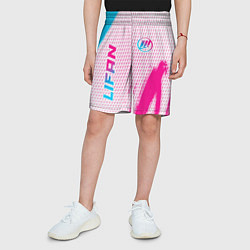 Шорты детские Lifan neon gradient style: надпись, символ, цвет: 3D-принт — фото 2
