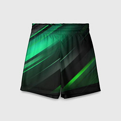 Шорты детские Black green abstract, цвет: 3D-принт