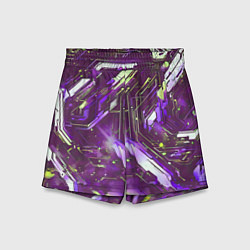 Шорты детские Космические кибер схемы фиолетовые, цвет: 3D-принт