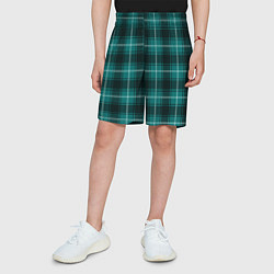 Шорты детские Шотландка зелёный, цвет: 3D-принт — фото 2