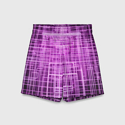 Шорты детские Фиолетовые неоновые полосы киберпанк, цвет: 3D-принт