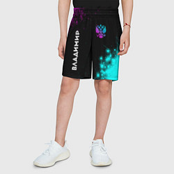 Шорты детские Владимир и неоновый герб России вертикально, цвет: 3D-принт — фото 2
