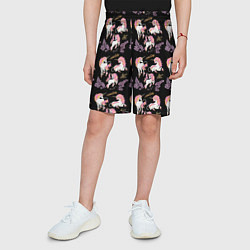 Шорты детские Единорог цветная грива, цвет: 3D-принт — фото 2